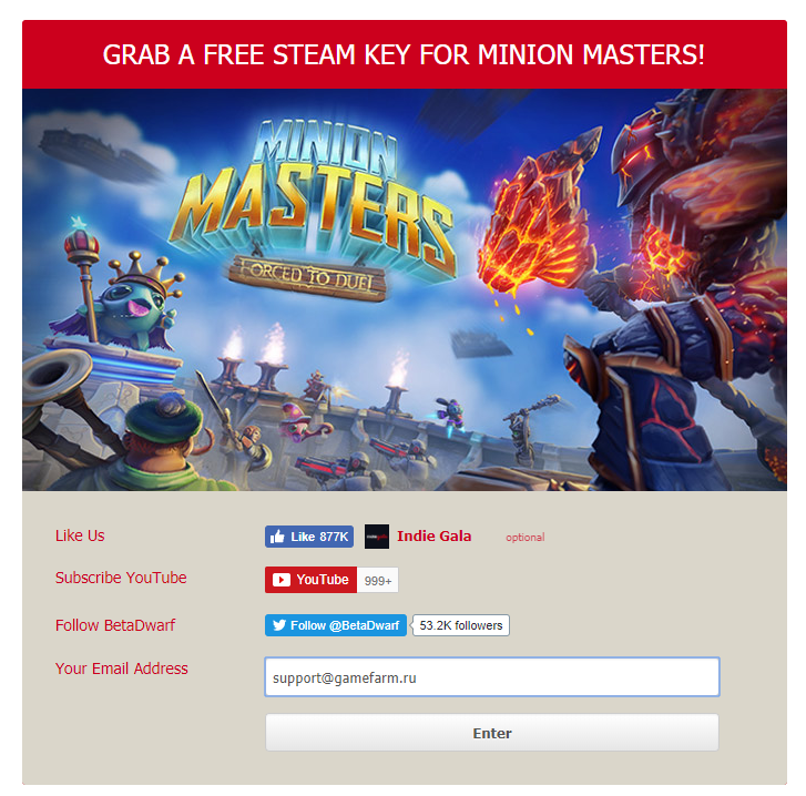 Быстрая раздача Minion Masters