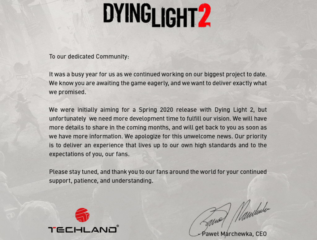 Dying Light 2 не выйдет весной 2020-го