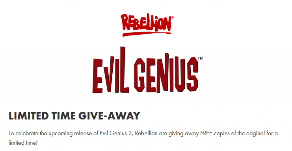 На сайте Rebelion проходит раздача Evil Genius для Steam